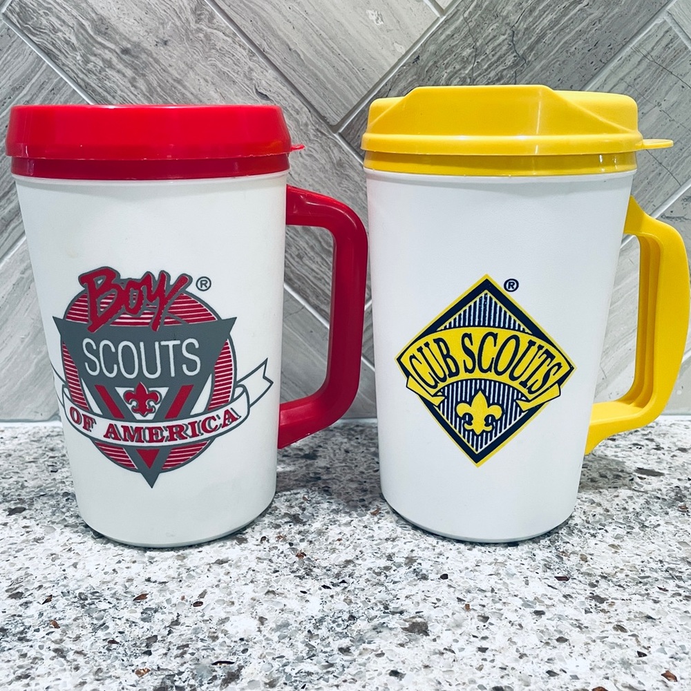 Vintage Aladdin Insulated Thermos Cups w/ lids BSA Cub Scouts Boy Scouts